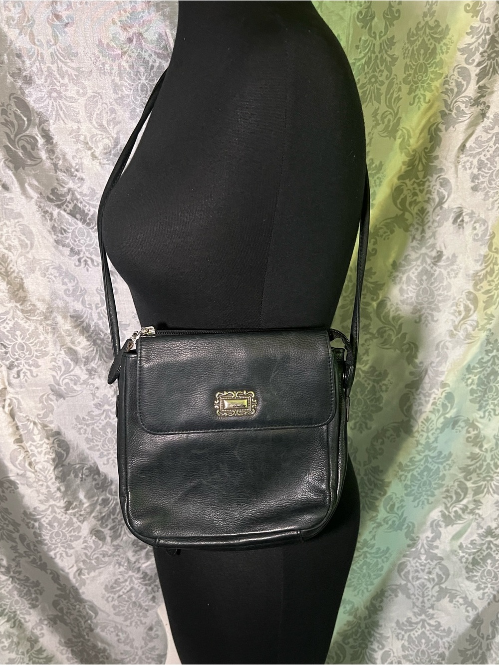 Fossil Black Leather Crossbody Organizer Bag